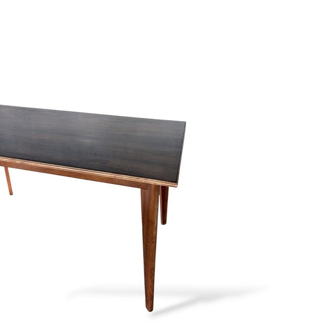 Black Mid-Century Rectangular Walnut Dining Table with Tapered Legs, 1960s For Sale - Image 8 of 12
