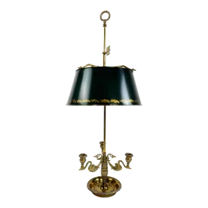 Vintage Chapman French Empire Style Brass Swan Bouillette Lamp With Tole Shade