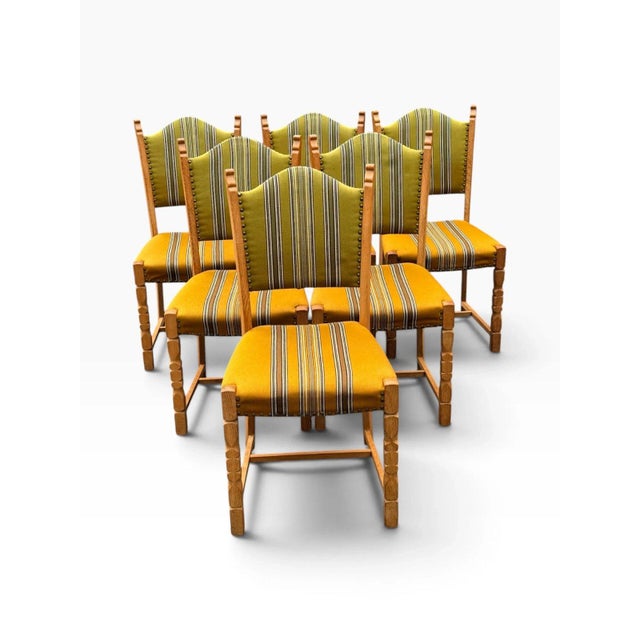 Late 20th Century Set of Six Danish Oak Dining Chairs by Henning Kjærnulf For Sale - Image 5 of 18