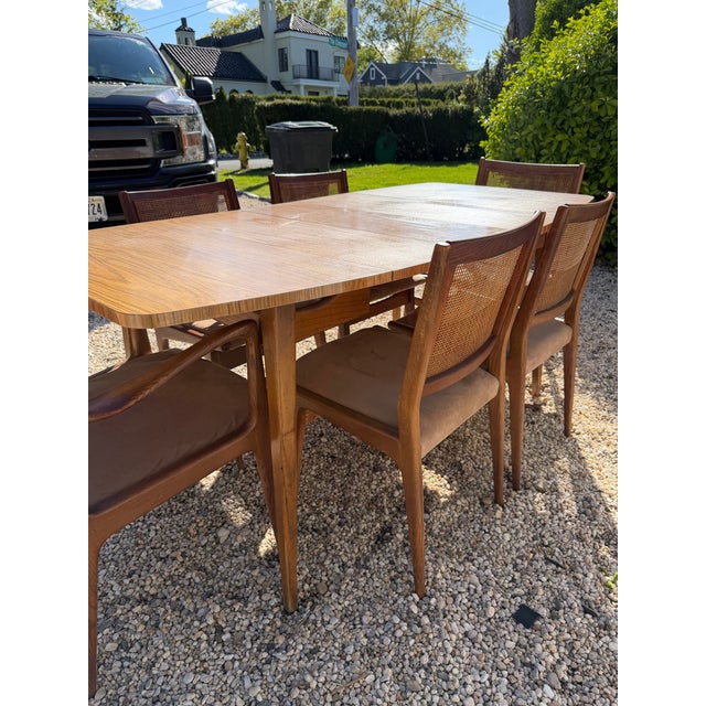 DUX Mid Century Modern Dux Swedish Dining Set – Drop Leaf Table + 6 Cane Back Chairs For Sale - Image 4 of 16