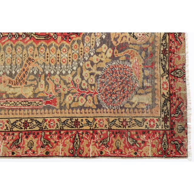 Tribal Early 20th Century Museum Quality Persian Carpet With Peacocks, Deer & Floral Medallion – A Tapestry of Nature and Nobility - 4' X 6' 2'' For Sale - Image 3 of 7
