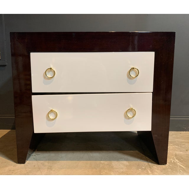 Worlds Away Rosewood & White Lacquer Nightstand Chairish