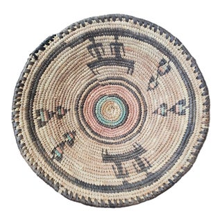 Vintage Handwoven Indigenous Grass Basket For Sale