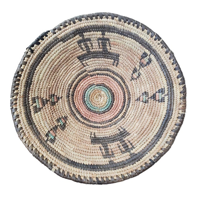 Vintage Handwoven Indigenous Grass Basket For Sale