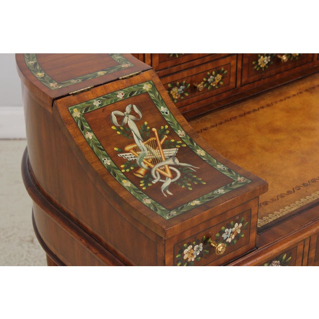 Maitland Smith Adams Style Paint Decorated Mahogany Carlton House Desk For Sale - Image 12 of 18