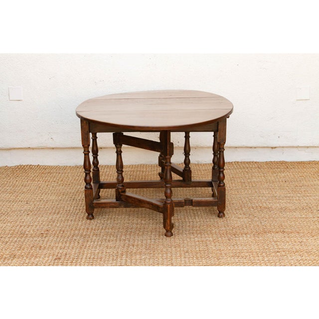 Wood Antique English Oak Gateleg Drop Leaf Table For Sale - Image 7 of 13