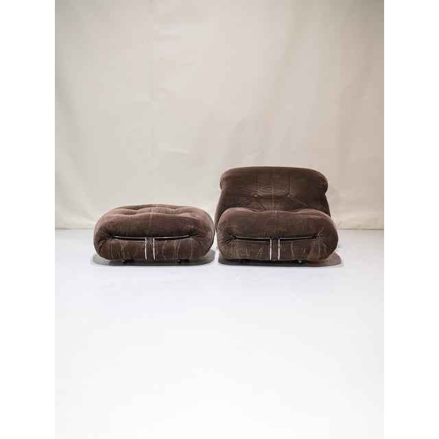 Mid-Century Modern Set of Soriana Chair and Ottoman from Cassina, 1970s For Sale - Image 3 of 17