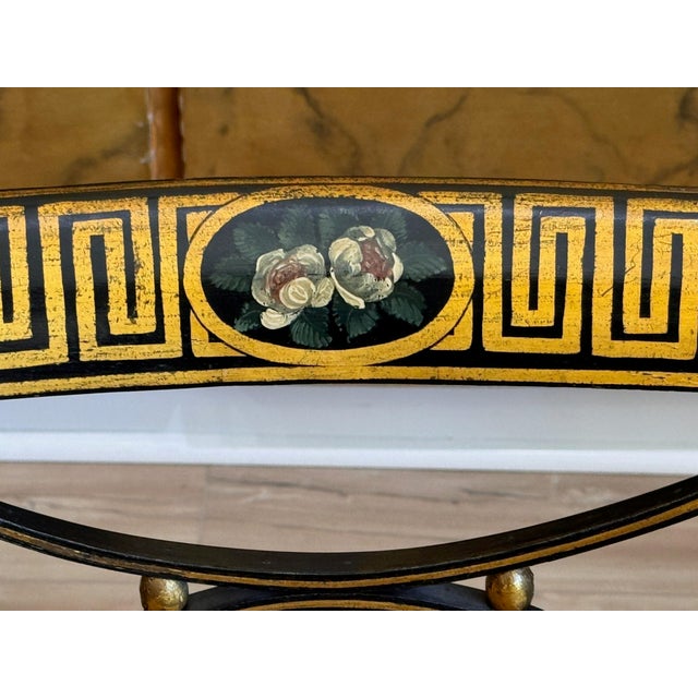 Set of Four English Regency Black Lacquer Dining Chairs With Gilt Decoration For Sale - Image 10 of 16