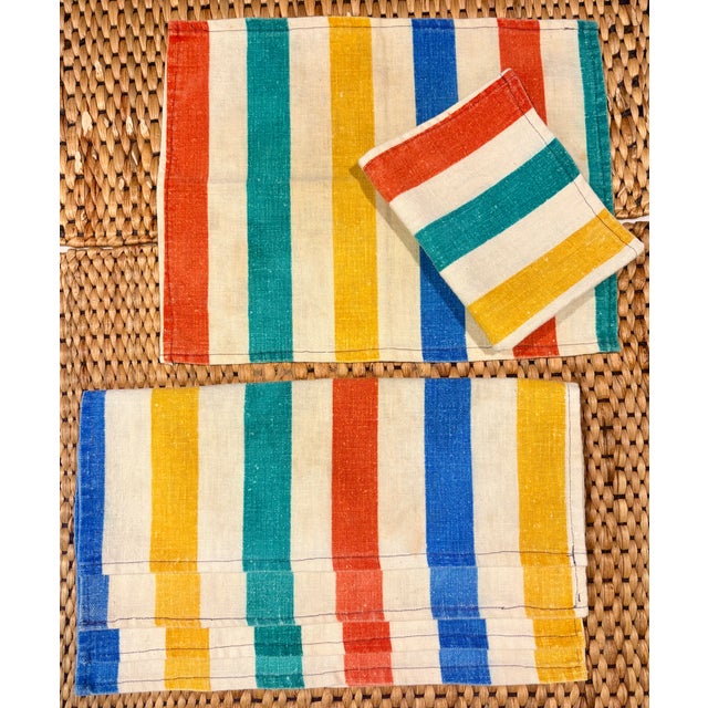 Mid 20th Century Mid-Century Modern French Striped Tea Towel Napkins - Set of 6 For Sale - Image 10 of 10