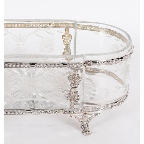Antique French Silver Plated Louis Revival Cut Crystal Centrepieces, 1860, Set of 2 For Sale - Image 17 of 18