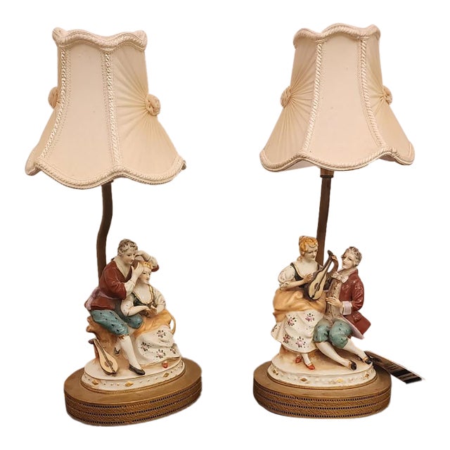 Pair of Mid 20th Century Porcelain Lamp For Sale