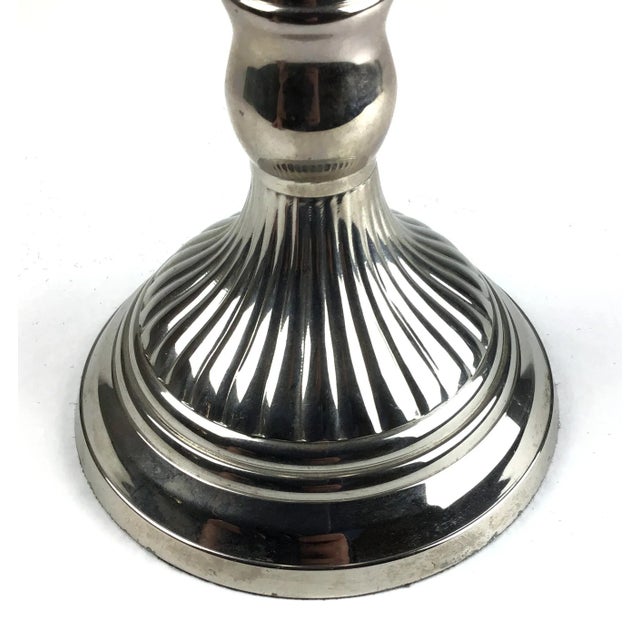 Shabby Chic Maitland Smith Silver Tone Candle Holder For Sale - Image 3 of 7
