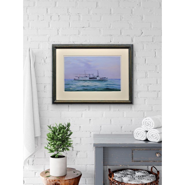 Vincenzo Desposito, HMS Nairana Royal Navy Seaplane Carrier, 1890s, Gouache & Paper, Framed For Sale - Image 12 of 18