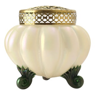 Art Nouveau Czech Glass Rose Bowl Vase by Kralik, Czech Republic, 1890s For Sale