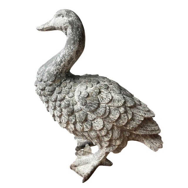 Vintage Country Style Cast Iron Duck Garden Statue For Sale - Image 4 of 12