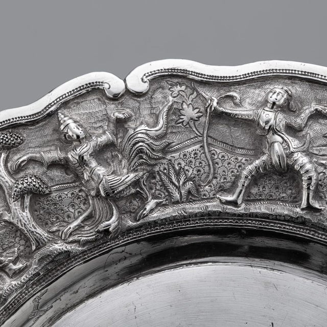 Antique Burmese Royal Silver Repoussé Dish by Ava & Mandalay, 1890 For Sale - Image 13 of 18