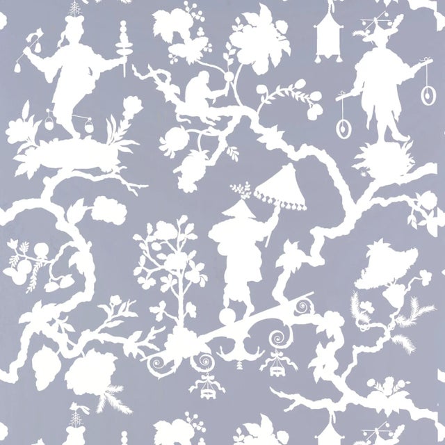 Classic chinoiserie motifs rethought as a modern silhouette pattern, this design brings whimsy and a fresh, graphic look...