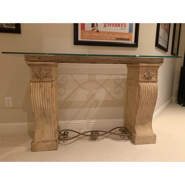 Stone Base With Glass Top Console Table Chairish