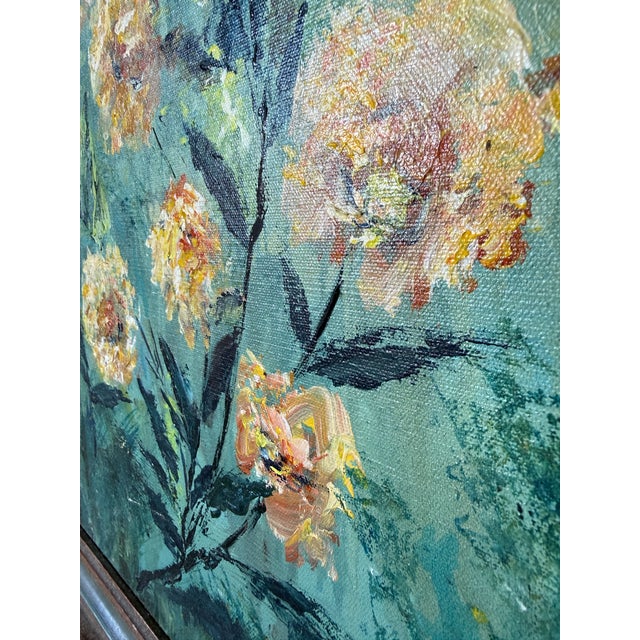 1980’s Vintage Qeri Wister Floral Still Life Oil on Canvas Painting, Framed For Sale - Image 11 of 14