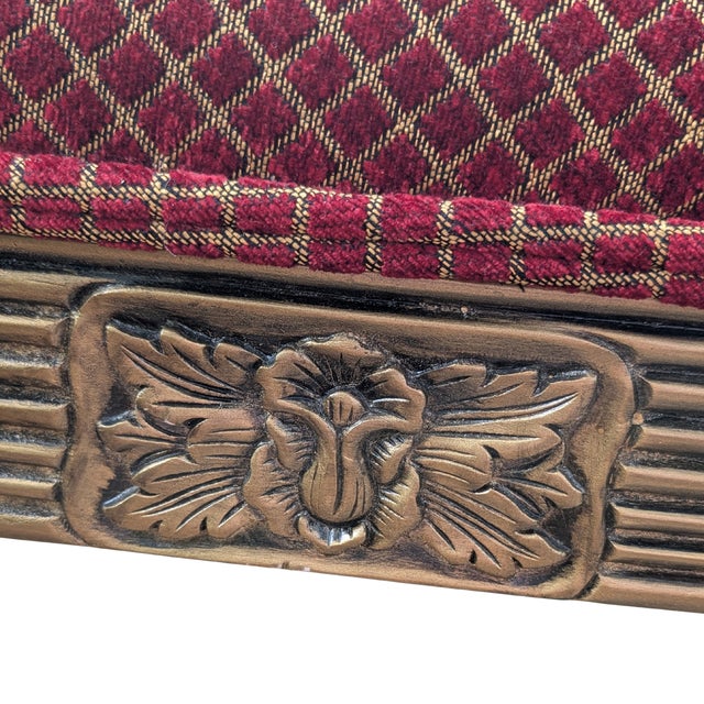 Red Late 20th Century Regency Carved Recamier Chaise Lounge by Andre Originals For Sale - Image 8 of 15