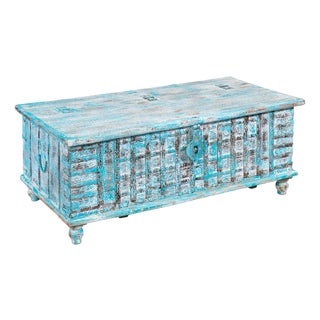 Vintage Blue Blanket Chest, 1940s For Sale
