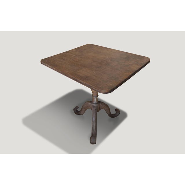 Tribal Hand-Carved Antique Teak Wood Side Table For Sale - Image 3 of 5