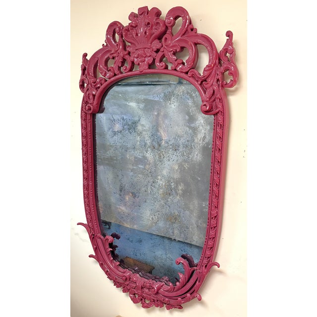 Late 19th Century 19th Century Large Rococo/ Baroque Design Ornately Carved Wood Wall Mirror With Aged Glass For Sale - Image 5 of 18
