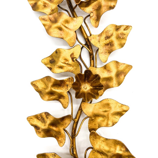 Mid-Century Italian Gilt Metal Ivy Wall Sconce – Hollywood Regency / Italian Florentine For Sale - Image 10 of 10