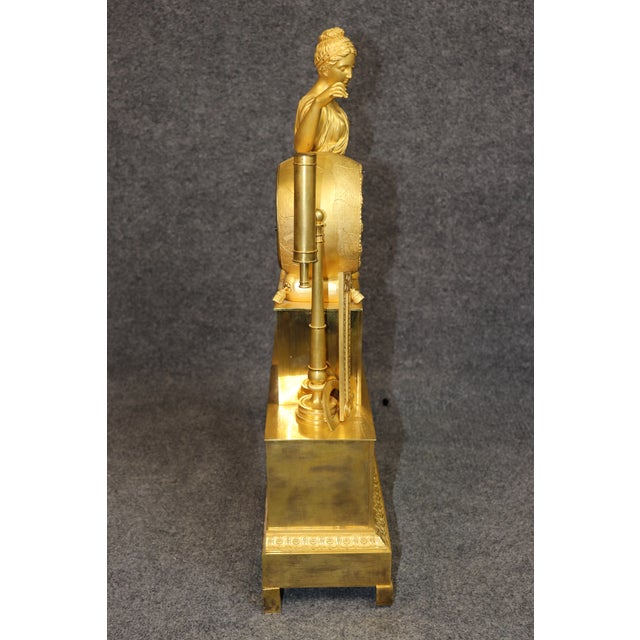 19th C. Large French Empire Bronze Gilded Ormolu Figural Clock For Sale - Image 4 of 17