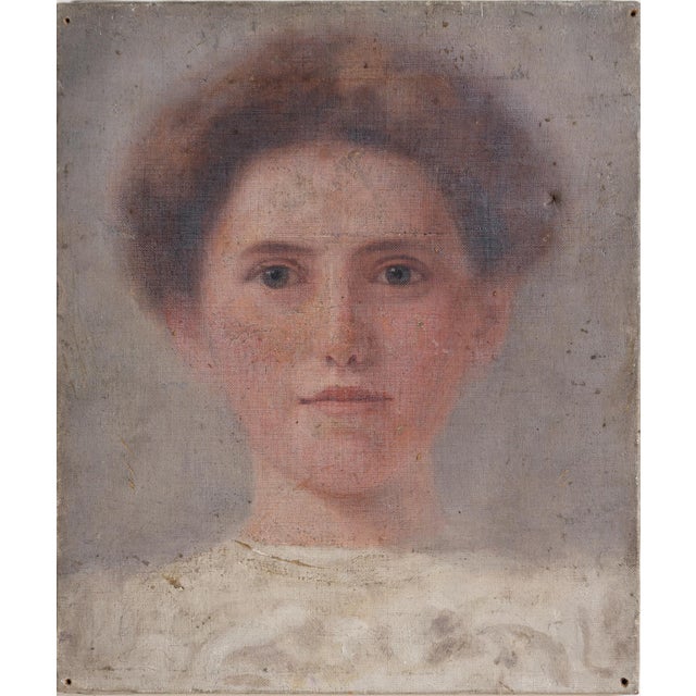Portraiture Antique Portrait of Miss Elsie Lea by Matilda Sharpe, Original Oil Painting, Early 20th Century For Sale - Image 3 of 9