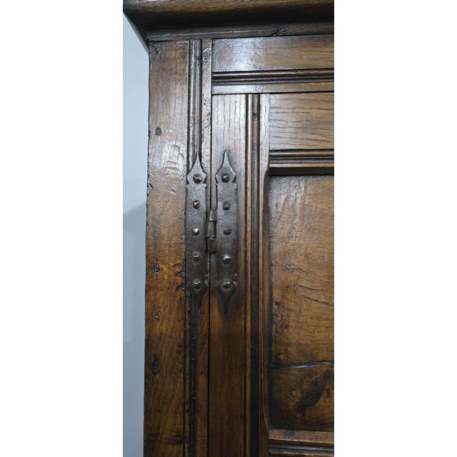 Oak Food Cupboard with Iron Hinges and Handles, 1920 For Sale - Image 9 of 14