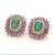 3.25 cts Natural emerald and 3.76 cts pink sapphire earring in 14k gold For Sale - Image 17 of 18