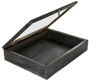 Small Display Case in Solid Wood with Black Patina