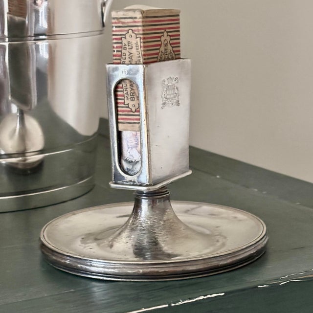 1950s Antique Hotel Silver Astray Matchbox Holder Crested For Sale - Image 5 of 8