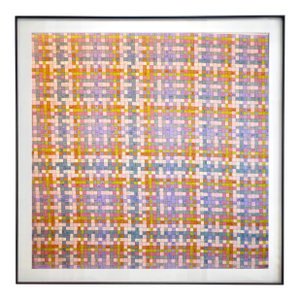 Framed Hermès Silk Scarf "Bolduc Au Carré" by Caty Latham, 2007 - Midnight Black Frame