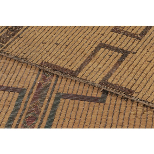 1950s Vintage Moroccan Tuareg Mat With Bold Tribal Designs in Beige & Red - Rug & Kilim For Sale - Image 5 of 9