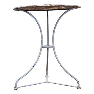 French Grey Metal Outdoor Gueridon Table, 1950s For Sale