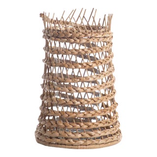 Palaui 15.5" Tall Seagrass Braided Hurricane Candle Holder For Sale