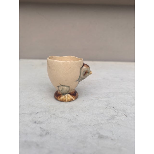 French Majolica Chick Egg Cup Circa 1890 For Sale - Image 4 of 9