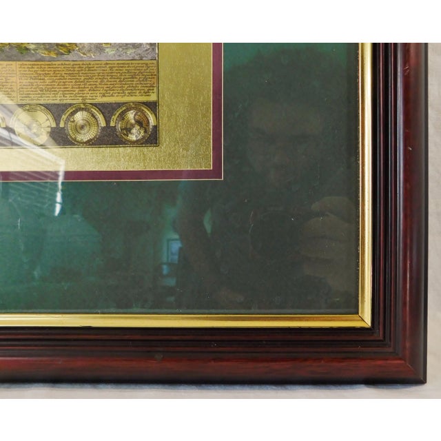 Gold Large Vintage Ornate Gold World Map Framed & Matted Mahogany Wood Wall Picture For Sale - Image 8 of 10