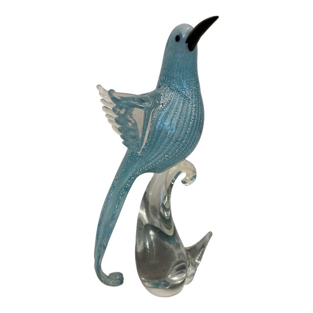 Vintage Murano Fancy Blue Jay Hand Blown Glass Sculpture For Sale