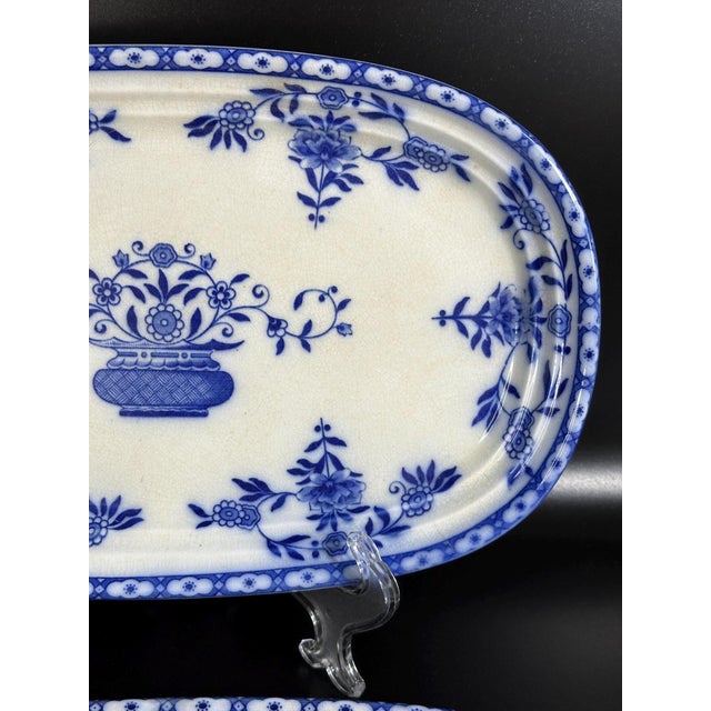 Ceramic Sevilla Serving Platters in Blue and White Cartuja Porcelain by Pickman, 1930s Set of 2 For Sale - Image 7 of 10