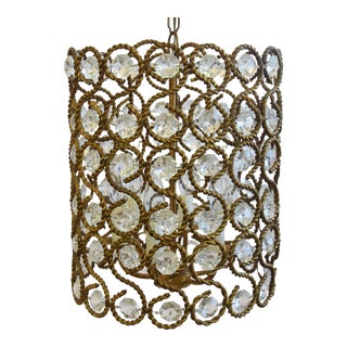 1950s Italian Mid-Century Modern Crystal Six-Arm Chandelier For Sale
