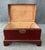 Red Mid 20th Century Red Leather Trunk on Wooden Stand For Sale - Image 8 of 16