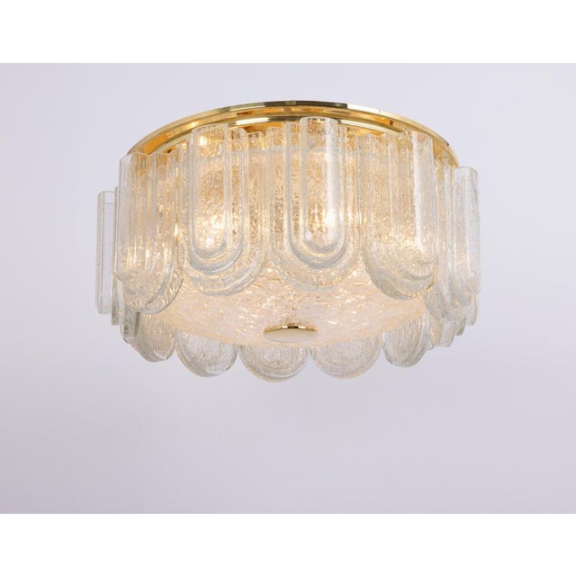 Large Brass Flushmount with Murano Glass Tubes attributed to Doria, Germany, 1960s For Sale - Image 6 of 14