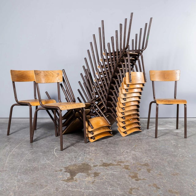 Vintage French Stacking Dining Chairs, 1950s, Set of 6 For Sale - Image 12 of 13