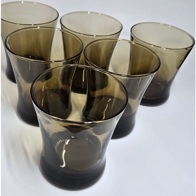 Glass Mid Century Expresso Lowball Glasses- Set of Six For Sale - Image 7 of 9