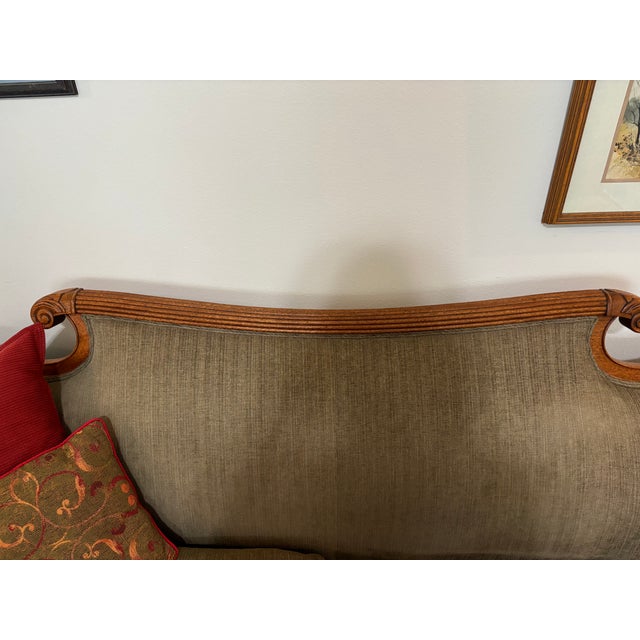 Vintage Sofa With Beautiful Carved Wood Accents For Sale - Image 6 of 13