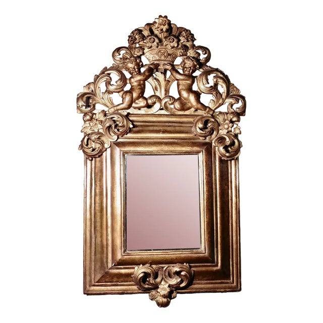 Large Early 19th Century Carved Gilt Mirror For Sale