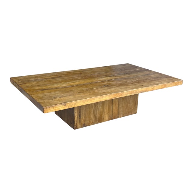 1960s 1960s Organic Modern Solid Teak Coffee Table With Sculptural Pedestal Base For Sale - Image 5 of 7